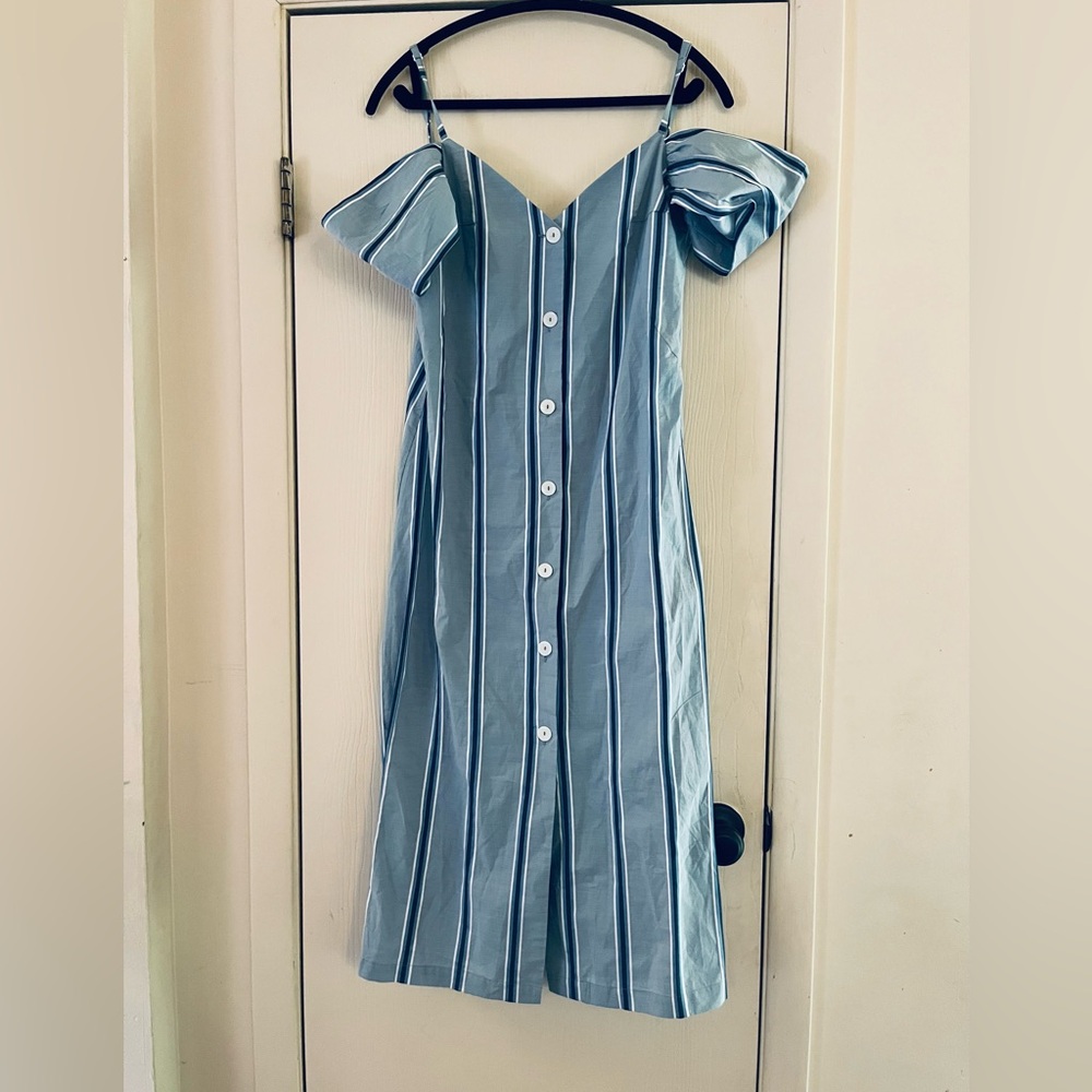 Else Côte d’Azur French Cotton Off The Shoulder Striped Coastalcore Midi Dress M